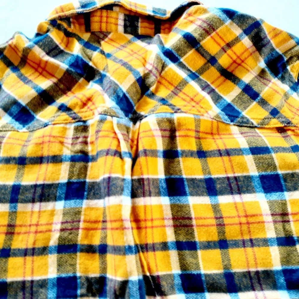 Sonoma Boys Shirt Flannel Yellow Plaid Button Down Size 10 New